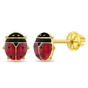 Girls' Garden Ladybug Screw Back 14k Gold Earrings - In Season Jewelry - 1 of 4