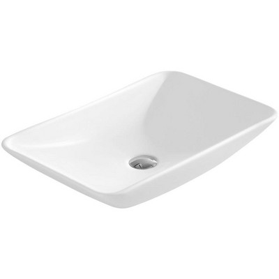 White Rectangular Ceramic Vessel Bathroom Sink