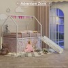 Racxily Metal Junior House Twin Loft Bed with Slide and Curtain Set - 2 of 4