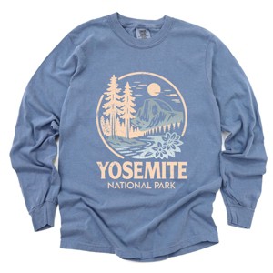 Yosemite National Park Two-Toned Circle - Women's Garment Dyed Long Sleeve Graphic T-Shirt - 1 of 4