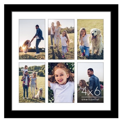 Americanflat 14x14 Collage Picture Frame with Polished Plexiglass - Fits Six 4x6 Photos or One 14x14 Photo - Gallery Wall Frame Set - Black