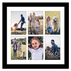 Americanflat 14x14 Collage Picture Frame with Polished Plexiglass - Fits Six 4x6 Photos or One 14x14 Photo - Gallery Wall Frame Set - Black - 1 of 4