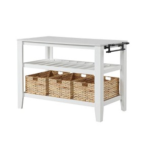 50" Sezye Kitchen Carts and Islands White Finish - Acme Furniture: Marble Top, 2 Shelves, No Tools Assembly - 1 of 4