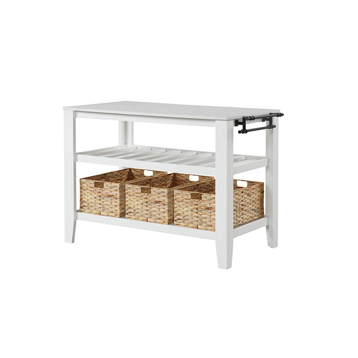 50" Sezye Kitchen Carts and Islands White Finish - Acme Furniture: Marble Top, 2 Shelves, No Tools Assembly