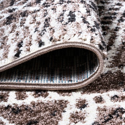 Ivory and Brown Moroccan-Inspired Easy-Care Area Rug