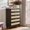 VANIRROR 5 Tall Drawer Dresser for Bedroom, Rattan Chest Organizer in Walnut Color, Solid Wood and MDF, Stylish Storage for Living Room - 2 of 4