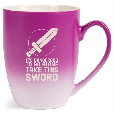 100 North Legendary Hero's 10 Ounce Pink and White Two Toned Ombre, Comfortably Fits Your Hands, Ceramic Tea Coffee Cup Mug, It's Dangerous To Go