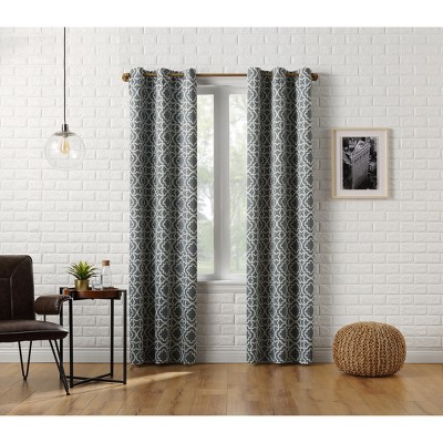 Gray Trellis Blackout Grommet Curtain Panel, 40" x 84"