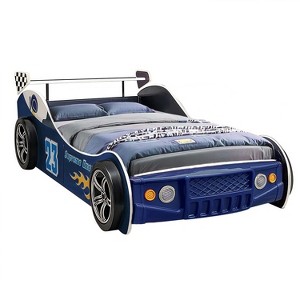 Energy Racing Car Bed Frame, Versatile Kids Floor Bed with LED Light, Easy Assembly, Mattress Not Included, Twin - 1 of 3