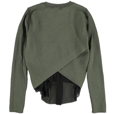 bar III Womens Chiffon Trimmed Knit Sweater
