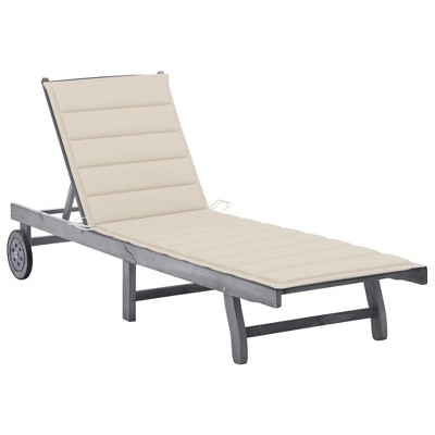 vidaXL Sun lounger Royal blue Solid acacia wood, 100% polyester Standard