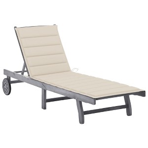 vidaXL Sun lounger Royal blue Solid acacia wood, 100% polyester Standard - 1 of 4