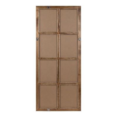 Rustic Brown 8-Panel Windowpane Wood Wall Mirror