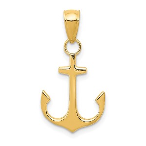 Black Bow Jewelry 14k Yellow Gold Unadorned Anchor Pendant, 14 x 24mm - 1 of 4