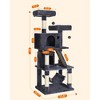 Feandrea Cat Tree, Cat Tower with 2 Cat Caves, Hammock, 61 Inches, Cat Activity Center with Scratching Posts and Board, Smoky Gray - 4 of 4