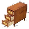 Tribesigns End Table with 3 Drawers, Solid Wood Sofa Side Table with Rattan Front, Narrow Nightstand for Living Room, Bedroom, Brown - 3 of 4