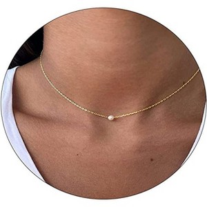RMZ GOLD NYC Women's 14K-Gold-Plated Dainty Pearl Pendant Necklace - 1 of 1