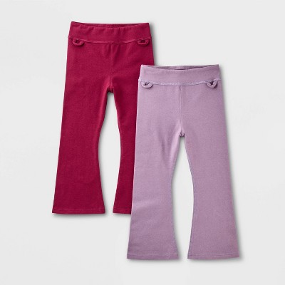 Toddler Girls' 2pk Adaptive Flare Ribbed Leggings - Cat & Jack™ Red/Purple