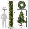 4FT Pre-lit Xmas Tree Artificial Christmas 4-Piece Set with Garland, Wreath and 2 Entrance Trees with LED Lights-The Pop Home - 3 of 4