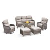 Buenhomino 7 Pieces Patio Furniture Sets with Fire Pit Table, Wicker High Back Outdoor Swivel Rocking Chairs Set with 3-Seat Couch, Ottomans and Table - 2 of 4