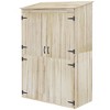 Outsunny Wooden Garden Shed Tool Storage with Double Magnet Doors, Garden Shed with Tilted Roof, 47.25"  x 22.5" x 72'', Natural - 4 of 4