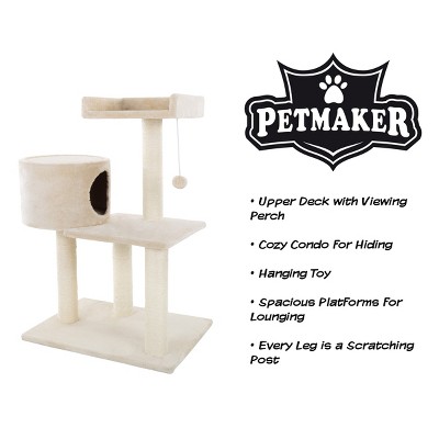 Beige 3-Tier Cat Tree with Sisal Rope Scratching Posts