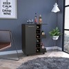 MaseiKar 32" H black bar-coffee cart, cabinet storage, with 4 wheels, 1 divided storage with 1 shelf, 1 folding door - 3 of 4