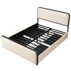 Lyngins Modern Metal Platform Bed with Curved Upholstered Headboard & Footboard, Bed Frame with Under Bed Storage, Heavy Duty Metal Slats - 3 of 4