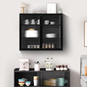 Bathroom Cabinet Wall Mounted with Detachable Shelves,Double Glass Door Wall Storage Cabinet,Kitchen Pantry Sideboard for Bathroom Kitchen - 1 of 4