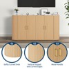 63" Sideboard Buffet Cabinet, Fluted Entryway Coffee Bar Cabinet with 4 Doors, Wooden Media Console Table, Accent Credenza for Living Room Kitchen - 4 of 4