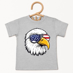The Juniper Shop Patriotic Eagle Sunglasses Toddler Short Sleeve Tee - 4T - Heather Grey - 1 of 4
