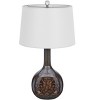 Cal Lighting Nivala150W 3 Way Art Glass Table lamp with Fabric Taper Drum Shade. Priced and Sold a Pairs. - 2 of 4