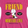 Girls' - Peanuts - Dog Friend Make Ordinary Life Beautiful Fit & Flair Cap Sleeve Dress - 2 of 3