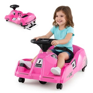 Costway 12V Ride on Toy Car Electric Go Kart with Cleaning Fun & Remote Control Pink/Rose red/Blue - 1 of 4