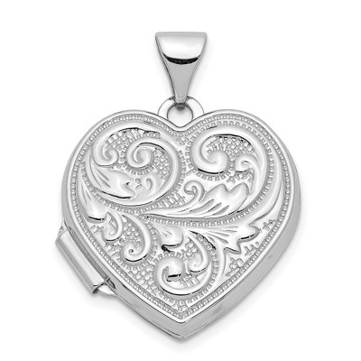Black Bow Jewelry 14k White Gold 18mm Love You Always Scroll Heart Locket