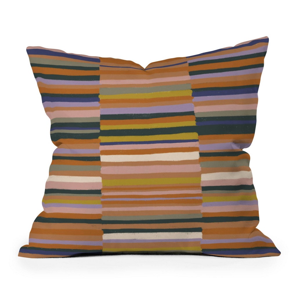 Photos - Pillow Deny Designs 16"X16" Gigi Rosado Brown Striped Pattern Square Indoor Throw 