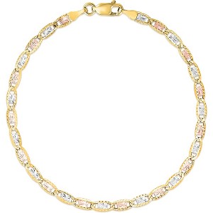 10k Tri-Color Gold 2.5mm Valentino Link Chain Bracelet or Anklet - 1 of 4