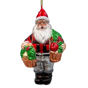 Wholesome Santa the Vegetable Farmer Glass Christmas Ornament, Farm Style| OrnamentallyYou - 1 of 4