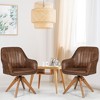 Costway Set of 2 Mid Century Swivel Accent Chair Hot-Stamping Cloth Retro Brown - 2 of 4