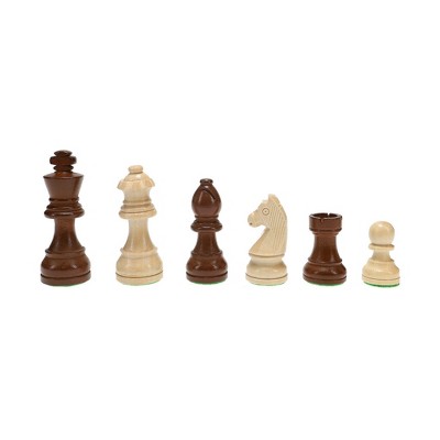 Elegant Walnut and Maple Staunton Chess Set with Hand-Carved Pieces
