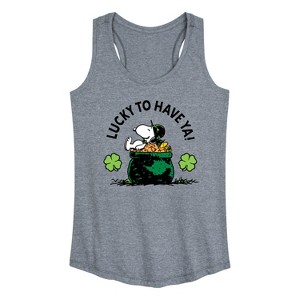 Women's - Peanuts - Lucky To Have Ya Graphic Racerback Tank - 1 of 4