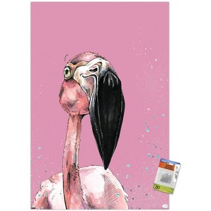 Trends International Snowtap - Flamingo Photobomb Unframed Wall Poster Prints - 1 of 4