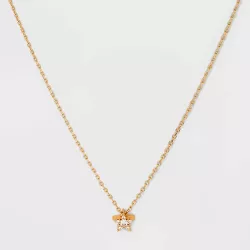 14K Gold Dipped Cubic Zirconia Star Slider Pendant Necklace - Gold