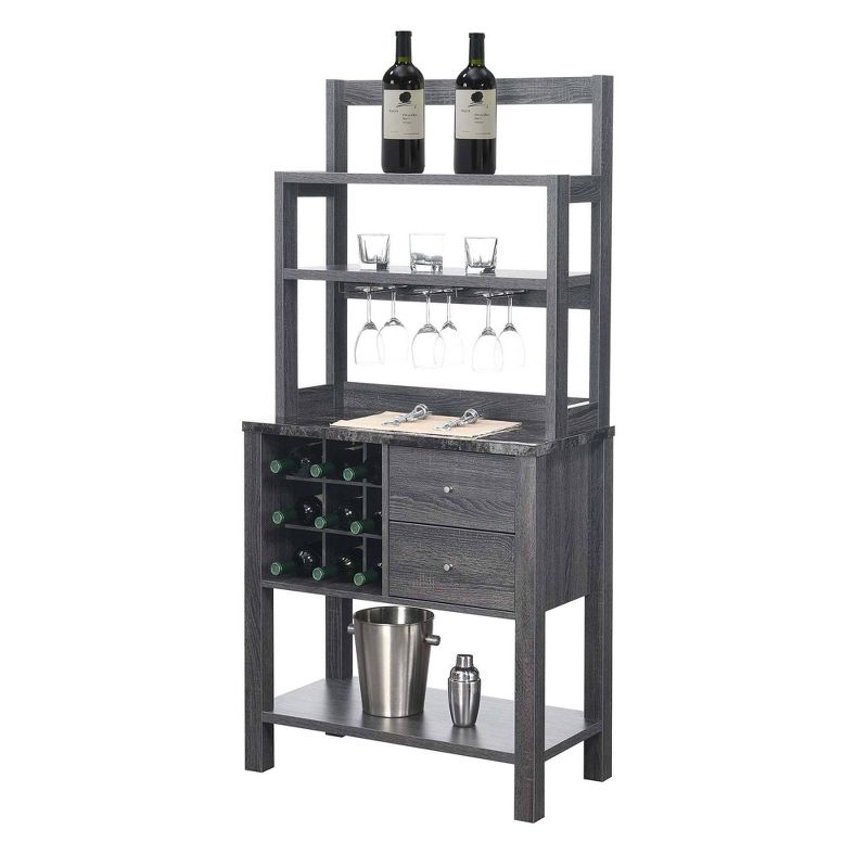 Newport 2 Drawer Serving Bar with Wine Rack and Shelves - Breighton Home, 4 of 9