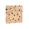 Olivia & May 24"x24" Teak Wood Abstract Handmade Mosaic Inspired Wood Slab Wall Decor with Black Backing Brown: Modern Style - 4 of 4