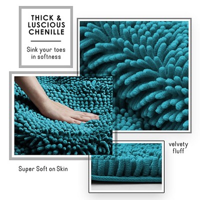 Teal Large Chenille Non-Slip Bathroom Rug 26" x 44"