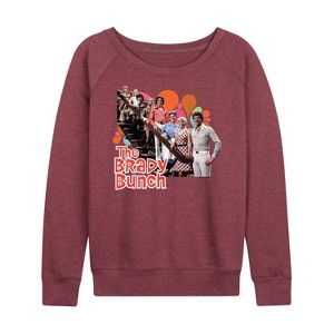 Women's - The Brady Bunch - Family Photo Lightweight French Terry Wide Neck Long Sleeve Shirt - 1 of 4