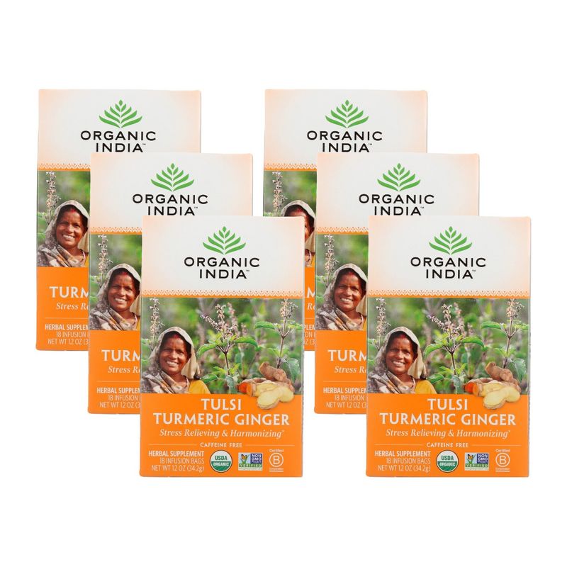 Organic India Organic Tulsi Turmeric Ginger Tea - Case of 6/18 Bags, 1 of 6