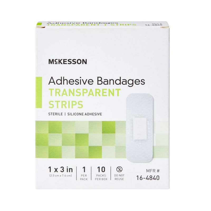McKesson Sheer Silicone Waterproof Adhesive Strip Sterile 1 x 3" 1 Each, 2 of 4