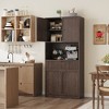 70" Tall Pantry Cabinet, Kitchen Storage Cabinet with Microwave Stand, Drawer, Wood Cupboard Furniture for Dining Room, Living Room - 3 of 4
